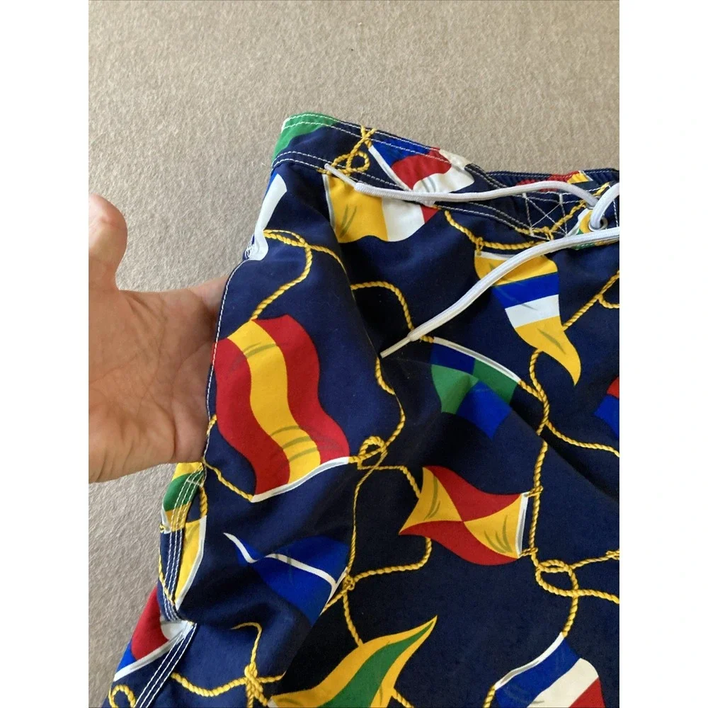 Vtg Polo Ralph Lauren Yacht Nautical Flags Swim Trunks Shorts Mens Sz XL Beach